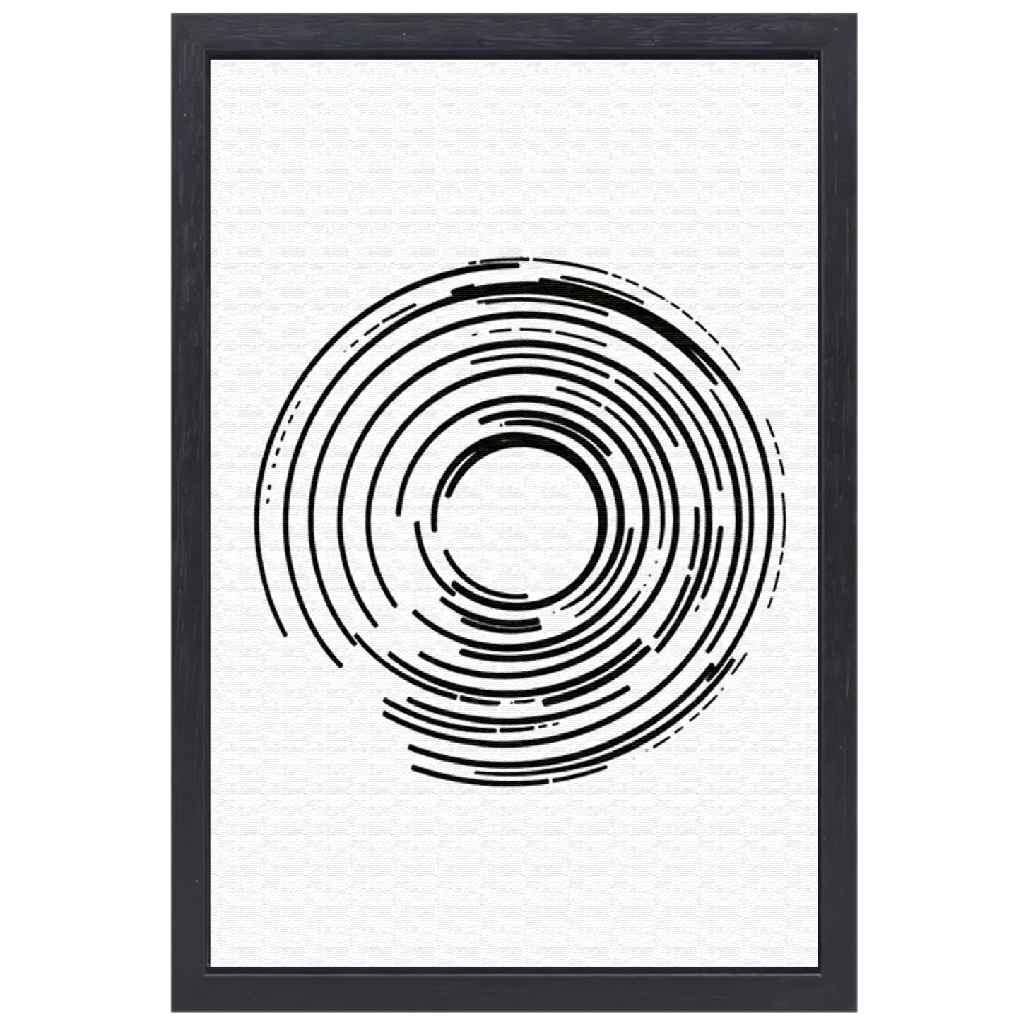 Abstracte zwart-witte cirkels in contrast canvas met baklijst