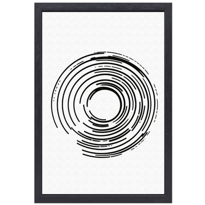 Abstracte zwart-witte cirkels in contrast canvas met baklijst