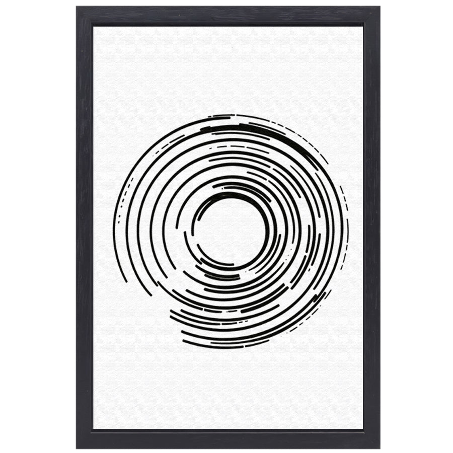 Abstracte zwart-witte cirkels in contrast canvas met baklijst