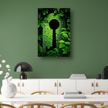 Digitale Sleutel omringt door Groene Planten poster