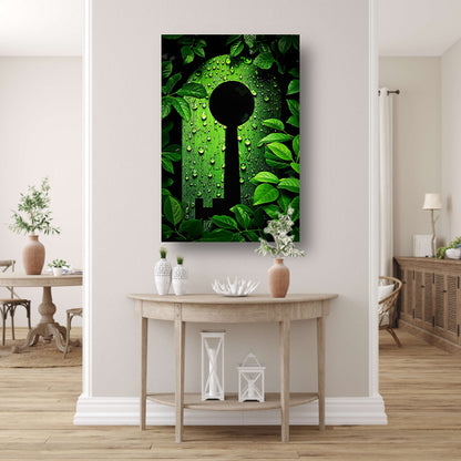 Digitale Sleutel omringt door Groene Planten poster