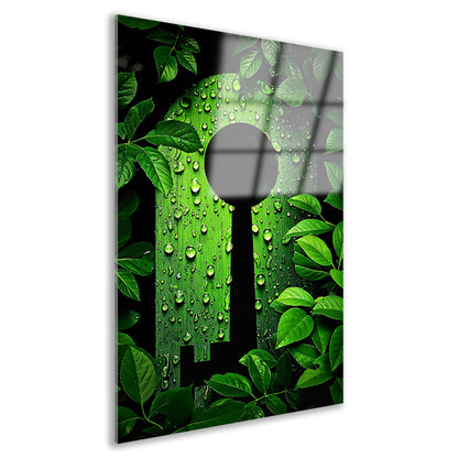 Digitale Sleutel omringt door Groene Planten acrylglas