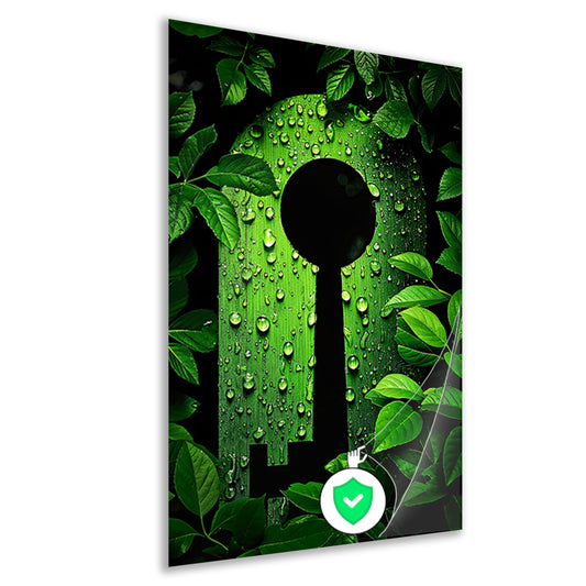 Digitale Sleutel omringt door Groene Planten poster