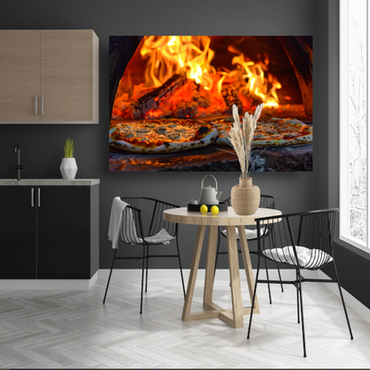Minimalistische pizza in de oven canvas met baklijst