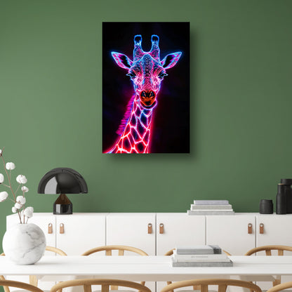 Futuristische giraffe in neonkleuren kunstwerk poster