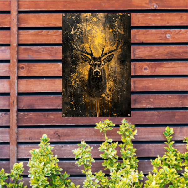 Mystiek hert in abstracte expressieve kleuren tuinposter