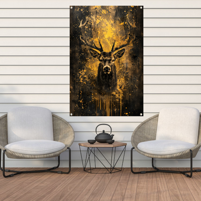 Mystiek hert in abstracte expressieve kleuren tuinposter