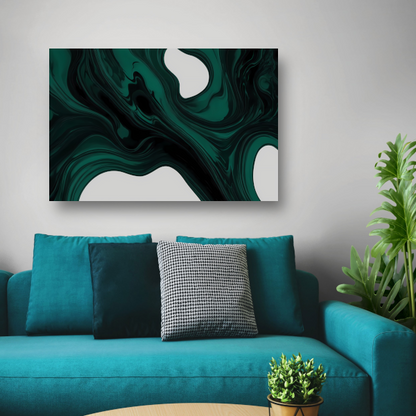 Dynamische Smaragdgroene Abstractie canvas met baklijst