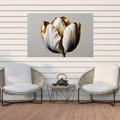 Gouden Accenten op Monochrome Tulp tuinposter