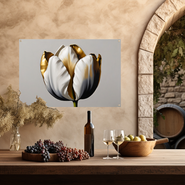 Gouden Accenten op Monochrome Tulp tuinposter