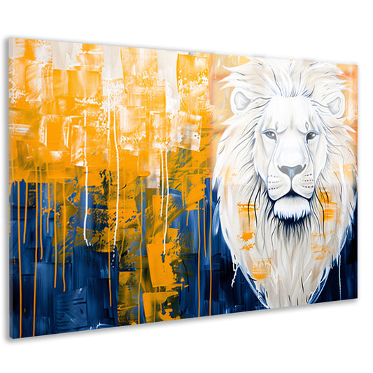 Realistische leeuw met abstracte kleurenachtergrond acrylglas