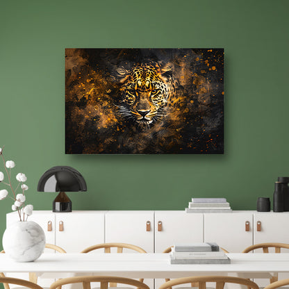 Dynamisch abstract luipaard portret in kleuren acrylglas
