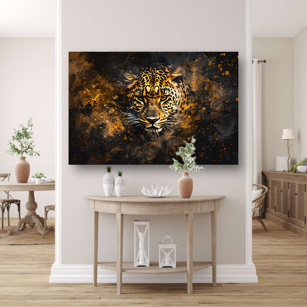 Dynamisch abstract luipaard portret in kleuren acrylglas