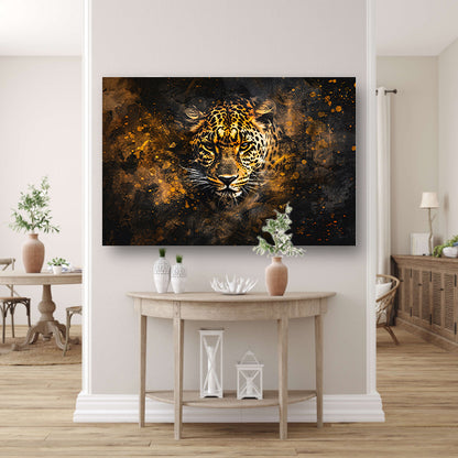Dynamisch abstract luipaard portret in kleuren acrylglas