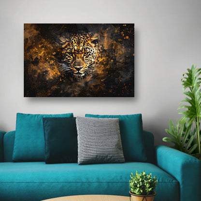 Dynamisch abstract luipaard portret in kleuren acrylglas