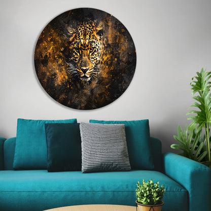 Dynamisch abstract luipaard portret in kleuren forex muurcirkel