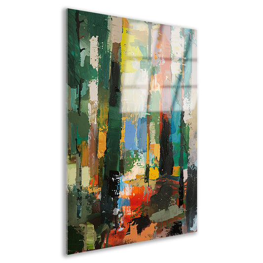 Dynamische Abstracte Olieverf in Levendige Kleuren acrylglas