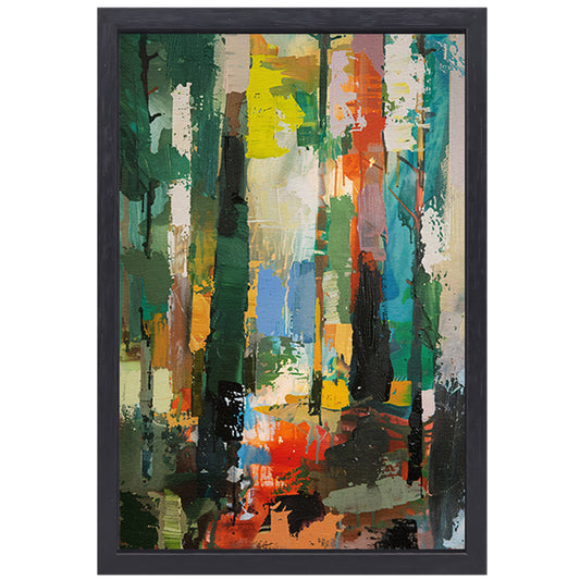 Dynamische Abstracte Olieverf in Levendige Kleuren canvas met baklijst
