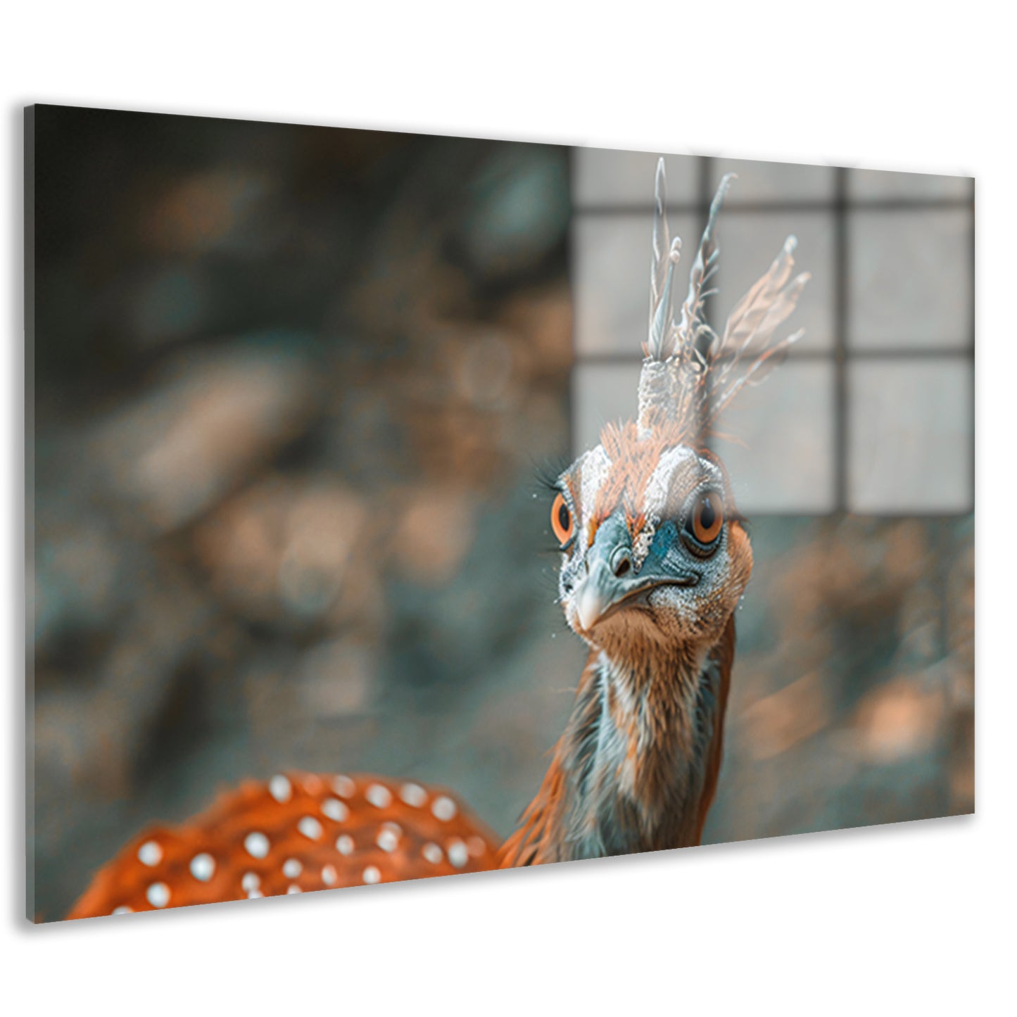 Exotische vogel met gedetailleerde verentooi acrylglas