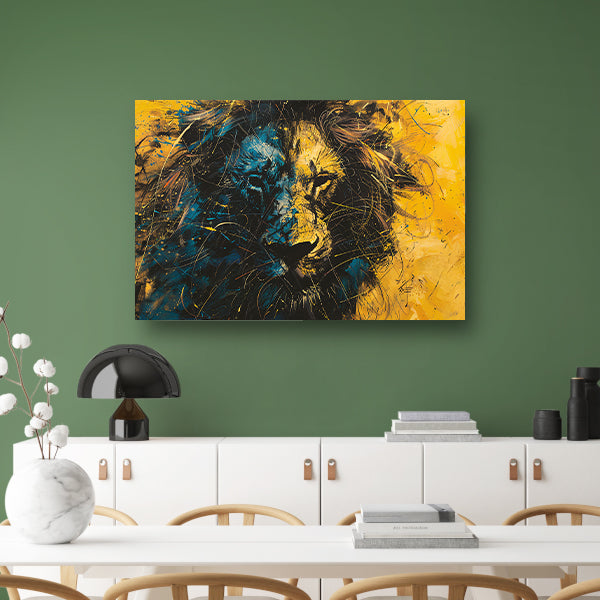 Dynamisch abstract schilderij van een leeuw canvas