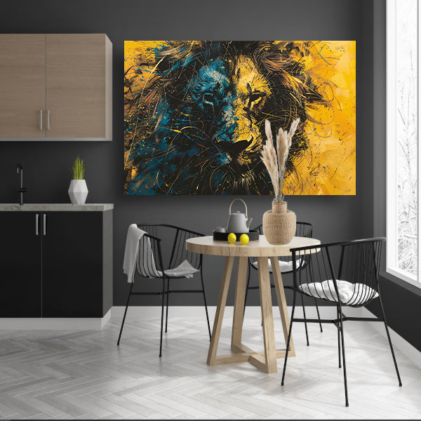 Dynamisch abstract schilderij van een leeuw canvas