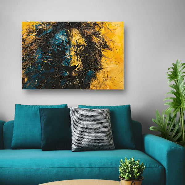 Dynamisch abstract schilderij van een leeuw acrylglas