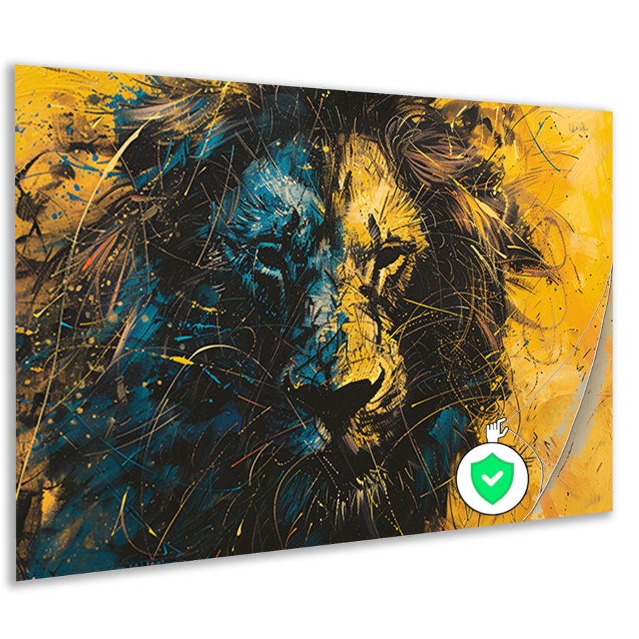 Dynamisch abstract schilderij van een leeuw poster