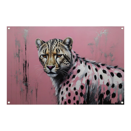 Intens Roze Luipaard in Moderne Kunst tuinposter