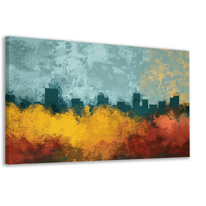 Kleurrijke abstracte skyline met natuur canvas
