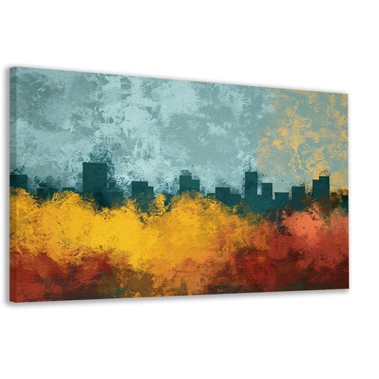 Kleurrijke abstracte skyline met natuur canvas
