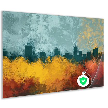 Kleurrijke abstracte skyline met natuur poster