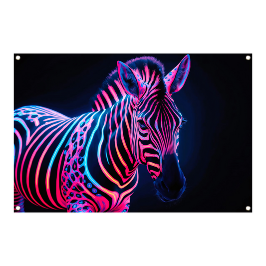 Futuristische neon zebra kunstafbeelding tuinposter