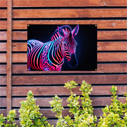 Futuristische neon zebra kunstafbeelding tuinposter