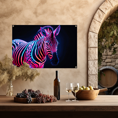 Futuristische neon zebra kunstafbeelding tuinposter