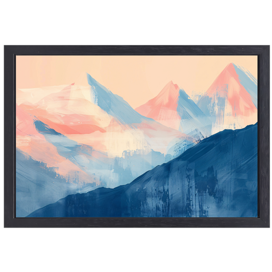 Abstracte pasteltinten van berglandschappen in zonlicht canvas met baklijst