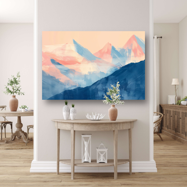 Abstracte pasteltinten van berglandschappen in zonlicht acrylglas