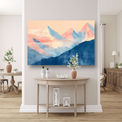 Abstracte pasteltinten van berglandschappen in zonlicht acrylglas