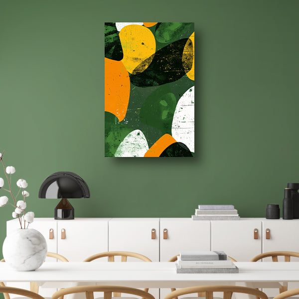 Abstract Kleurenexplosie op Groen Canvas canvas