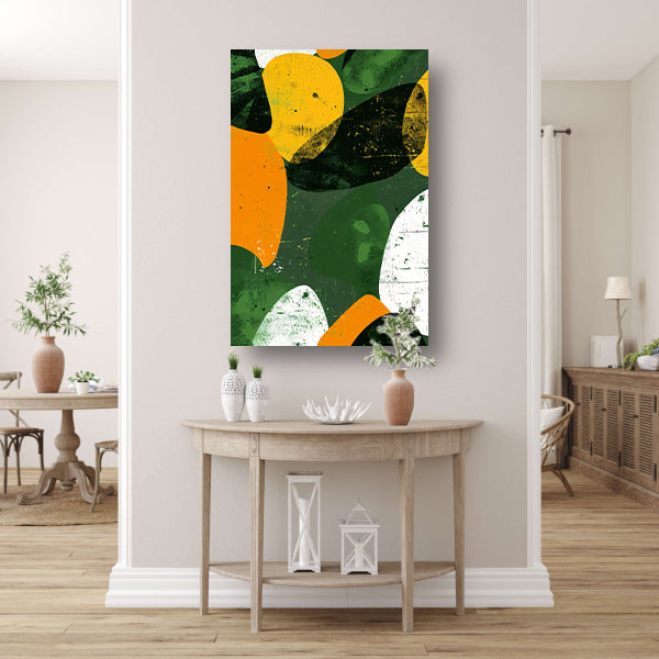 Abstract Kleurenexplosie op Groen Canvas canvas