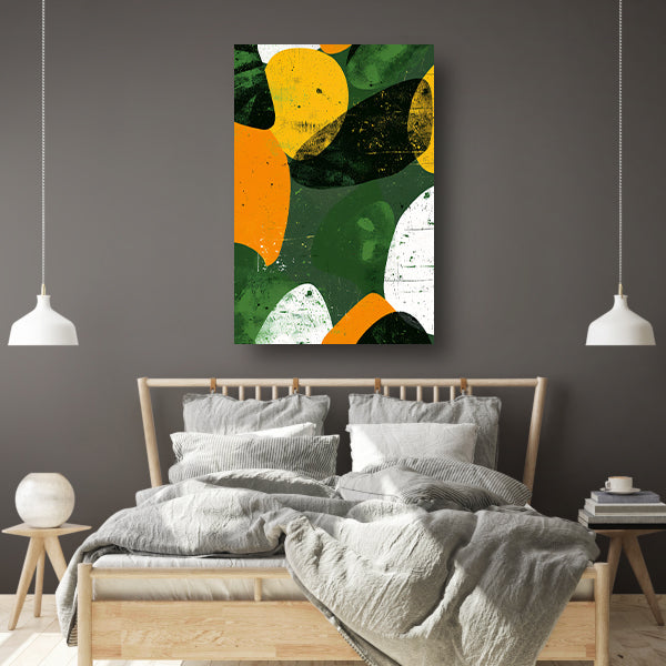 Abstract Kleurenexplosie op Groen Canvas canvas