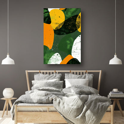 Abstract Kleurenexplosie op Groen Canvas canvas