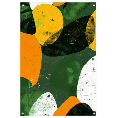 Abstract Kleurenexplosie op Groen tuinposter