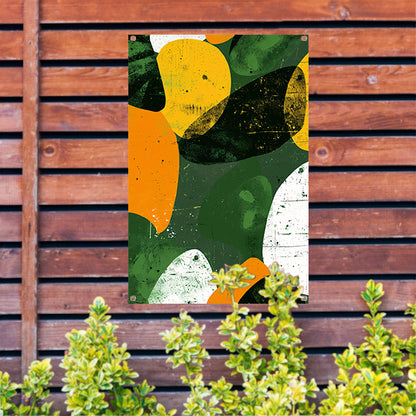 Abstract Kleurenexplosie op Groen tuinposter