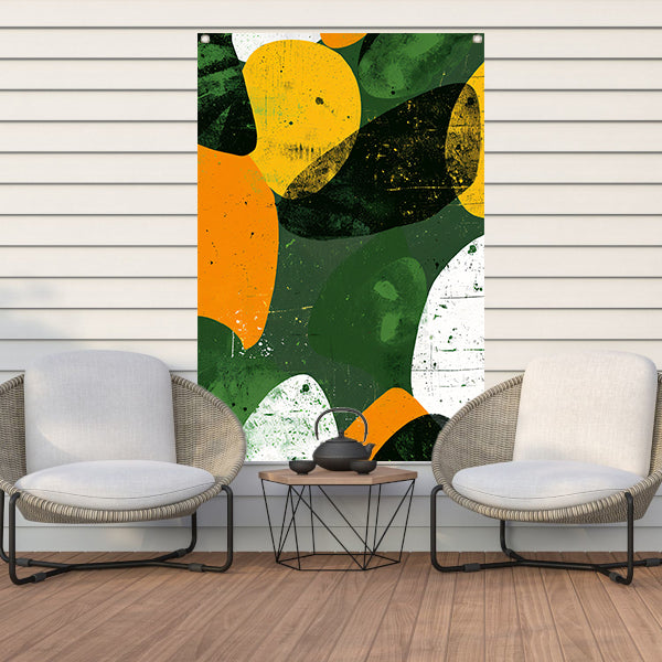 Abstract Kleurenexplosie op Groen tuinposter