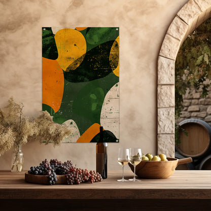 Abstract Kleurenexplosie op Groen tuinposter