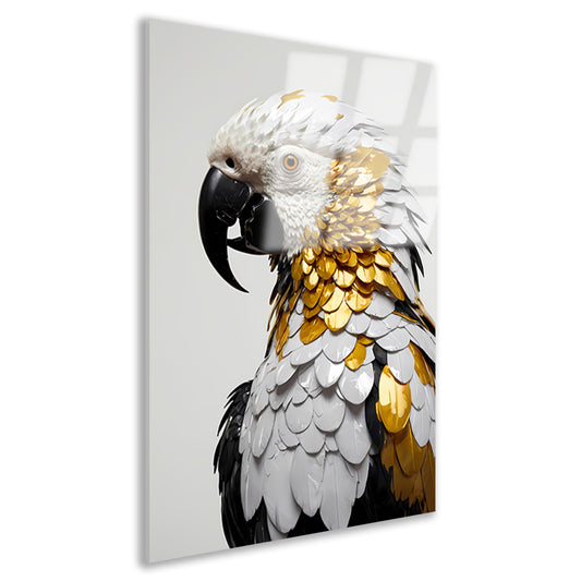 Gouden Glans Papegaai Kunstwerk acrylglas