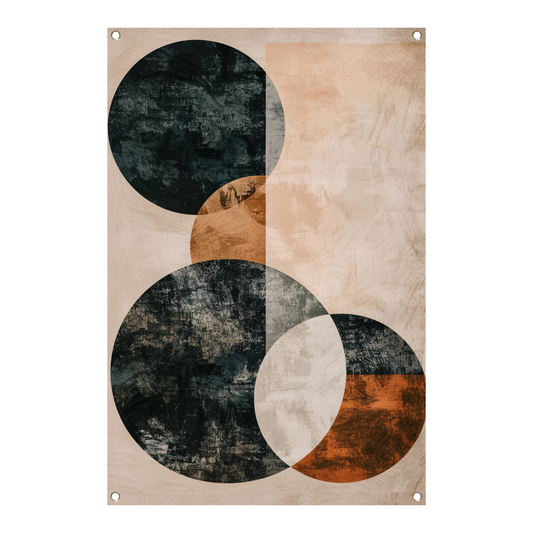 Abstracte Samenspel van Cirkels en Lijnen tuinposter