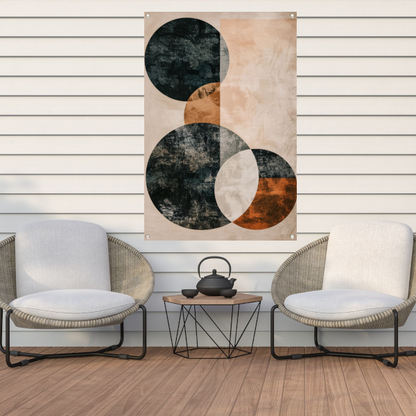 Abstracte Samenspel van Cirkels en Lijnen tuinposter