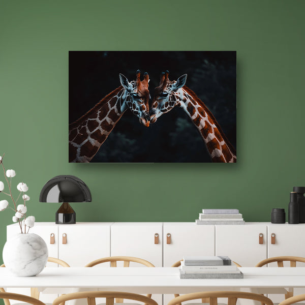 Twee giraffen in een intiem moment canvas