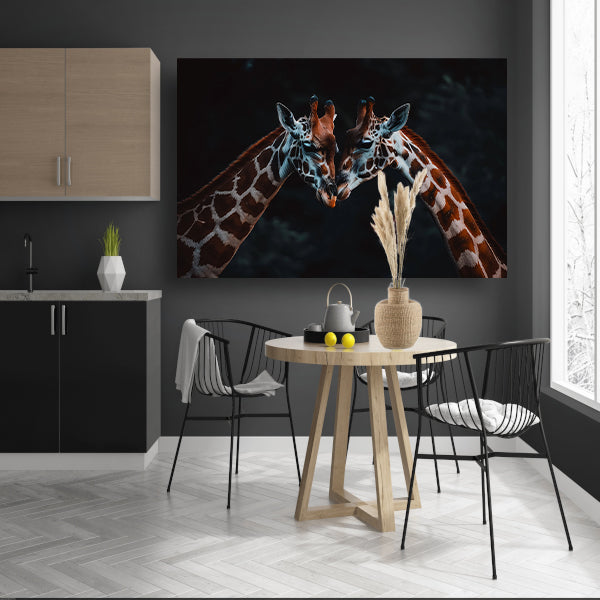 Twee giraffen in een intiem moment canvas